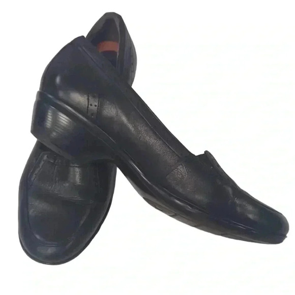 Clarks Unstructured Black Leather Slip On Shoes Size 8.5 - Picture 3 of 7